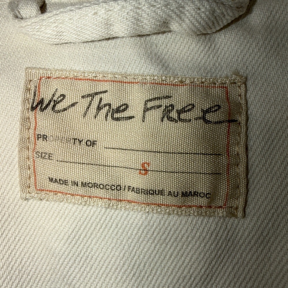 Free People-We The Free Off White Opal  Swing Denim Jacket Size Small Ecru Y2K - Picture 2 of 16